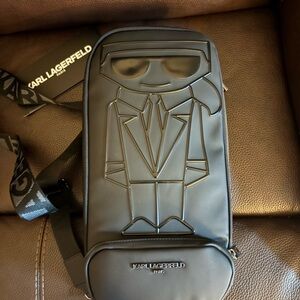 Karl Lagerfeld Black Belt Bag with Iconic Design